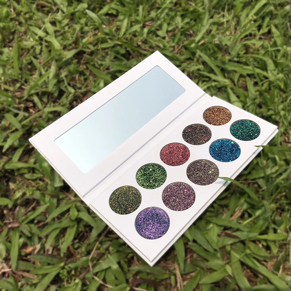 Best Private Label Products 10Colors Glitter Metallic Eyeshadow Palette Glossy Pigment Halloween Christmas Makeup Low MOQ