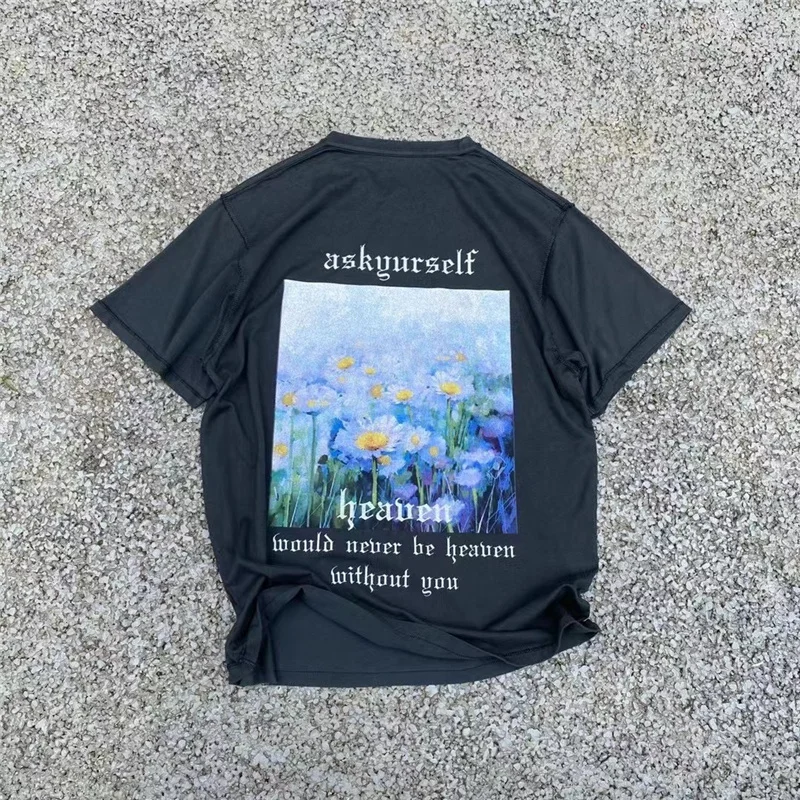 Spring Summer Askyurself 1:1 High Quality Daisy Oil Painting Short SleeveT-Shirt | Мужская одежда