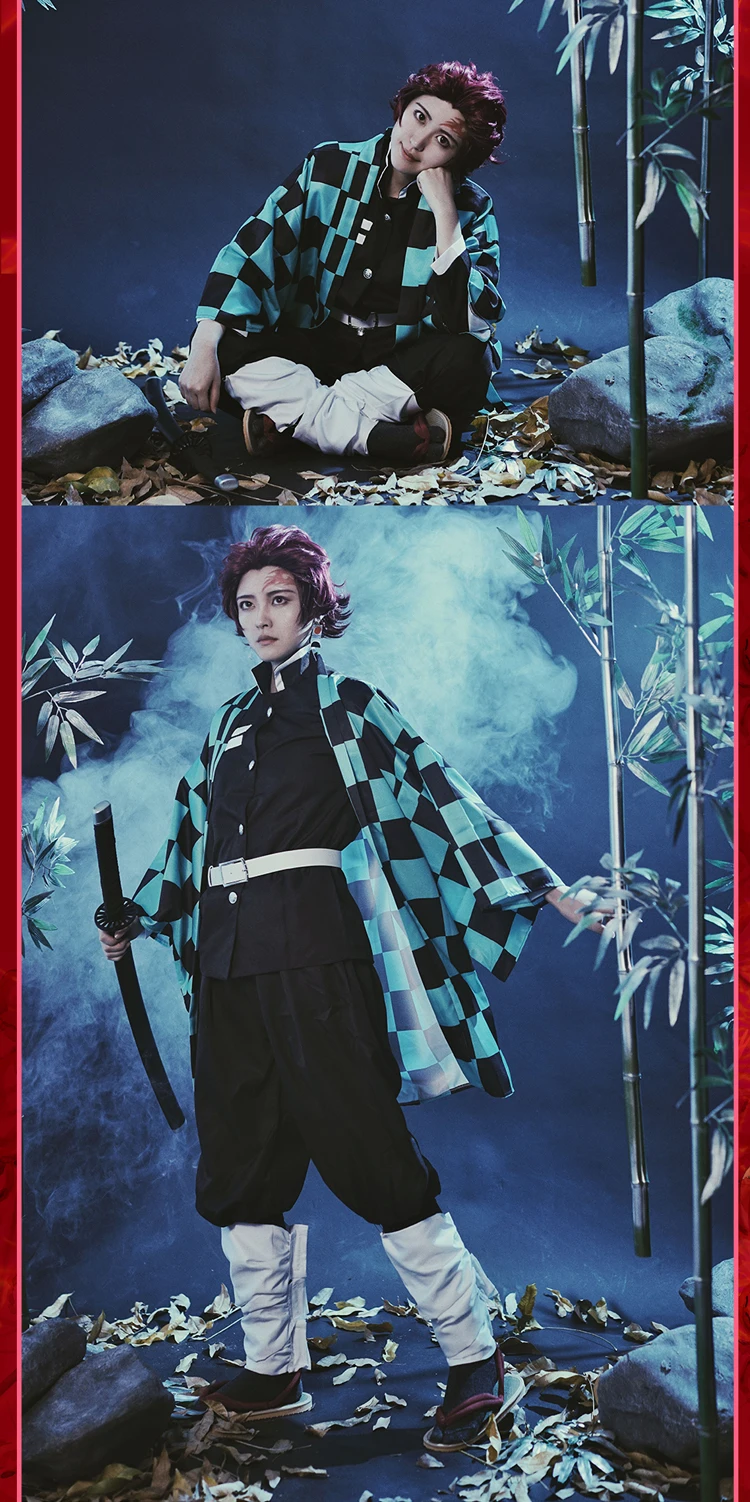 Костюм для косплея Demon Slayer Kamado Tanjirou Cos Оригинальная версия кимоно униформа