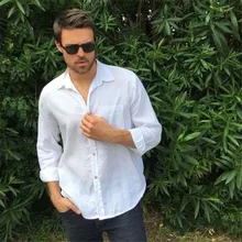 Мужская рубашка с длинным рукавом сплошной цвет отложной воротник простая Базовая белая рубашка с отворотом деловой формальный пуловер мужская одежда