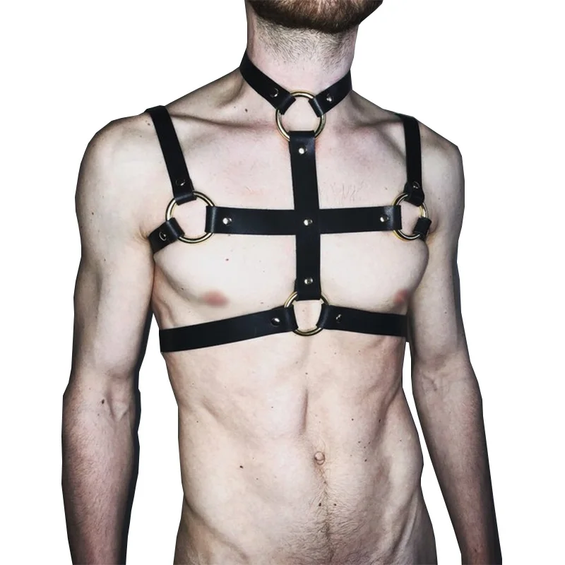 C 1 Set Pastel Goth Leather Harness Men Sexy Garter Erotico Bdsm Bondage gg Belt Harajuku Punk Rave Metal Buckle Suspenders - Цвет: C