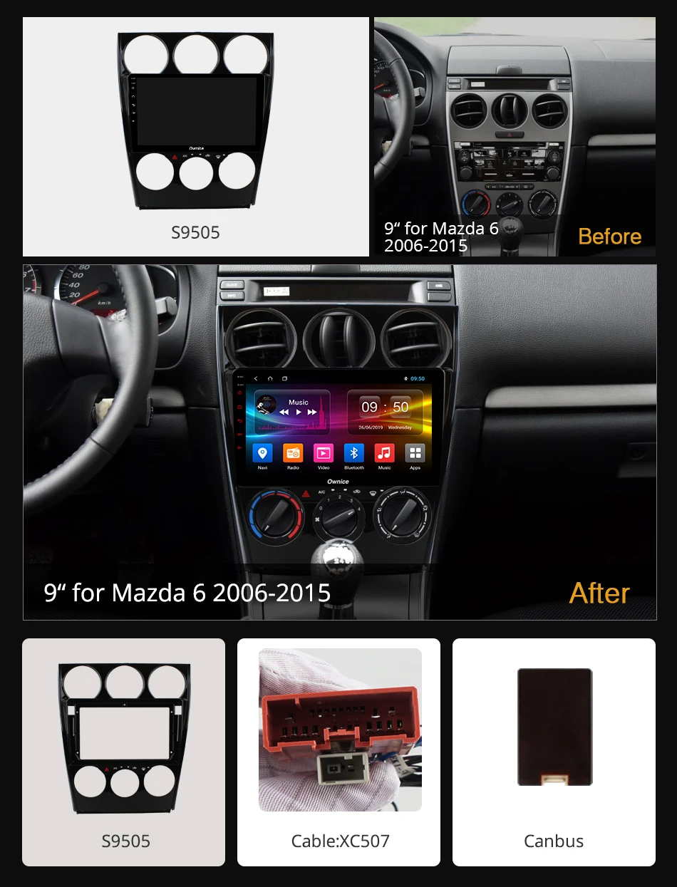 Ownice Android 9 0 автомобильный DVD плеер для Mazda 6 Ruiyi 2006 2007 2008 2009 2015 k3 k5 k6 GPS Navi 2010 Panorama 4G LTE