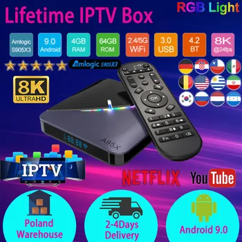 

Great A95X F3 Android 9.0 TV BOX for IPTV with Lifetime IPTV No Monthly and Yearly fee Free Forever TV Box 8000+Program IPTV BOX