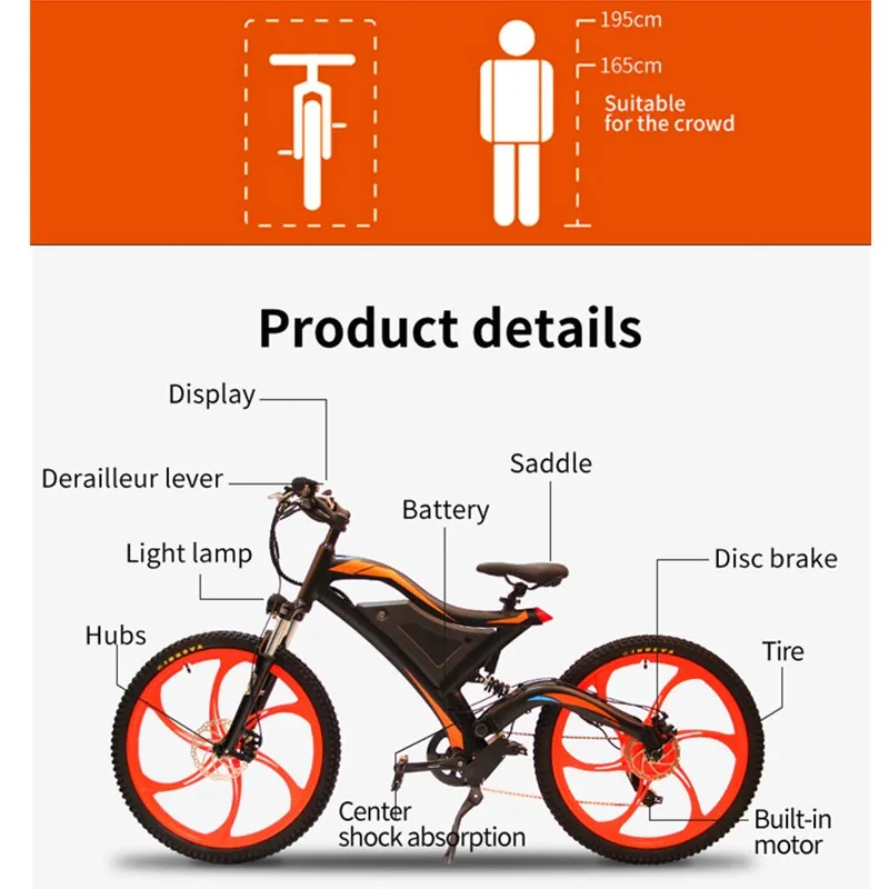 AOSTIRMOTOR Electric Mountain Bike 500W Electric Bicycle Cruiser Bike Ebike 48V 11.6A Lithium Battery Russian Warehouse AOSTIRMOTOR Electric Mountain Bike 500W Electric Bicycle Cruiser Bike Ebike 48V 11.6A Lithium Battery Russian Warehouse