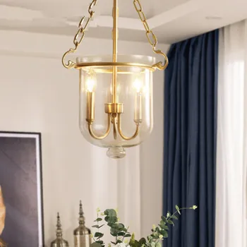 

Luxury restaurant glass modern chandeliers American full copper chandeliers bedroom creative living room personality light