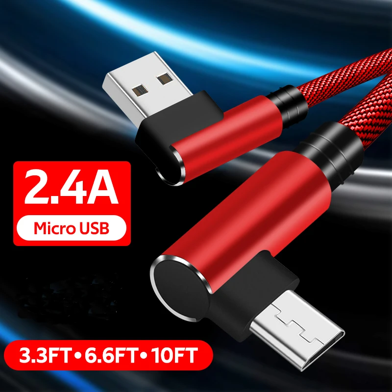 Кабель Micro usb 90 градусов 2 4 А для быстрой зарядки и передачи данных Xiaomi Redmi 4X Samsung