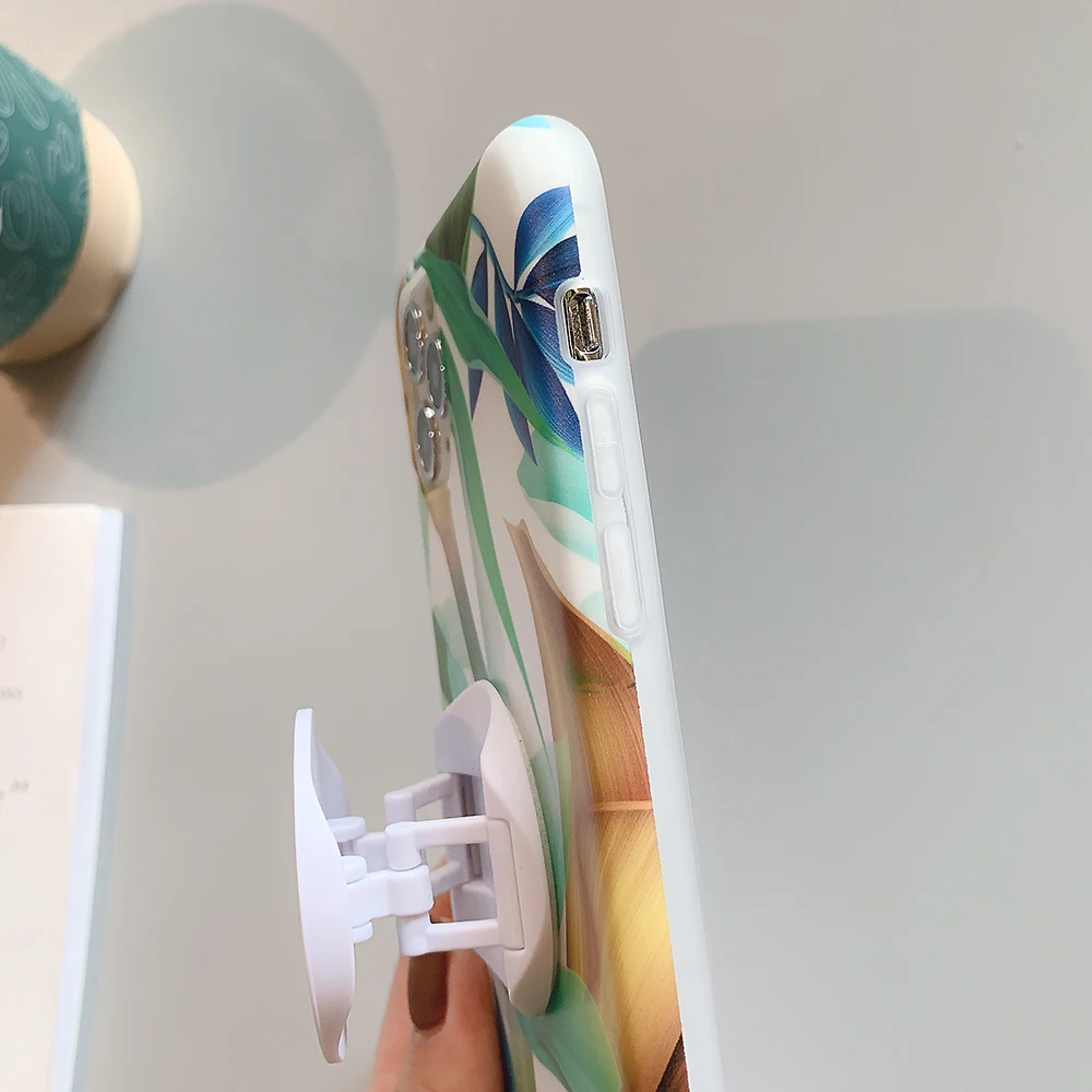 Винтажный чехол для телефона с подставкой и цветочным рисунком iPhone 12 11 Pro Max Mini XR X