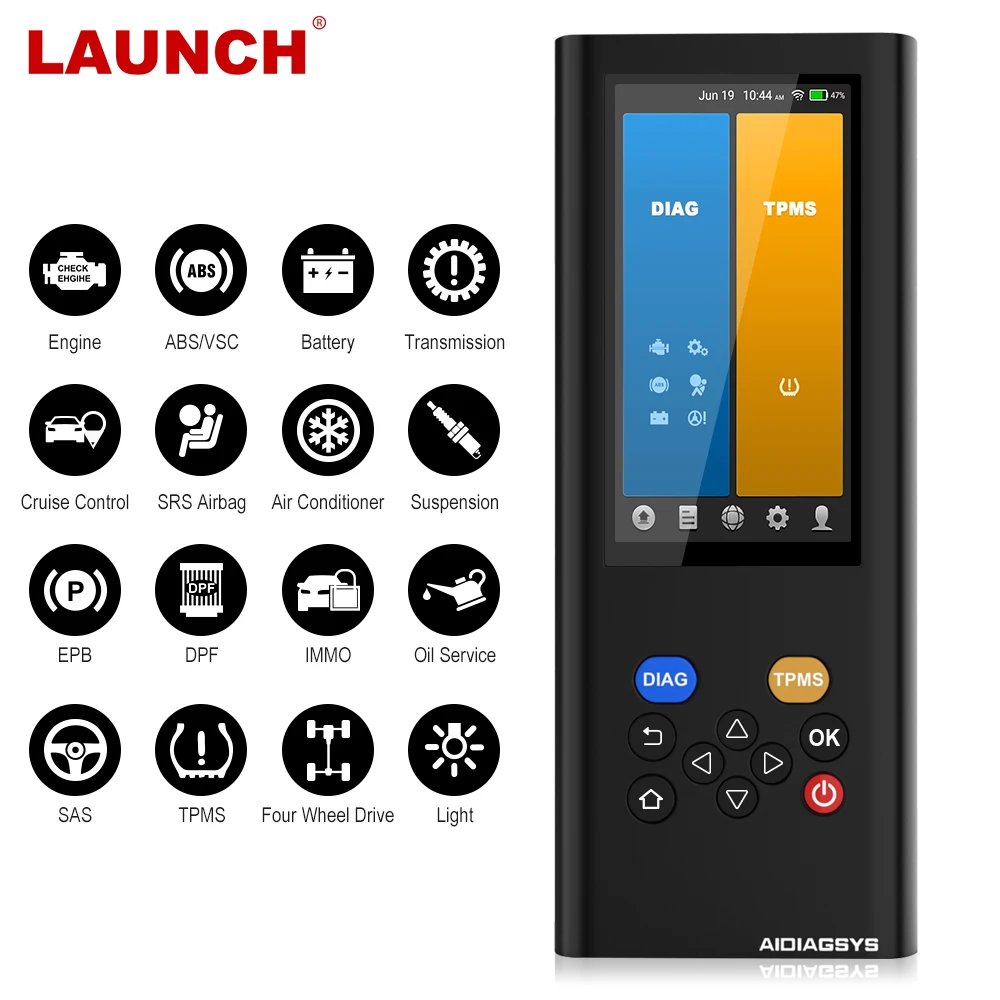 

Launch AIDIAGSYS Full system OBD2 Diagnostic Tool ABS SAS DPF EPB Oil Reset Auto Scanner TPMS Programming OBD 2 Scanner Launch
