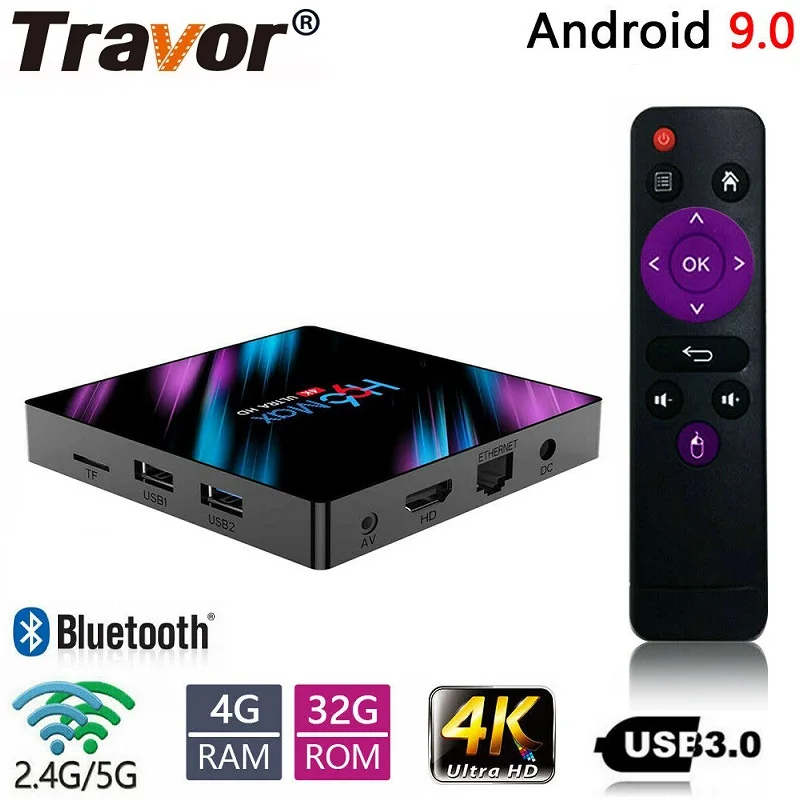 ТВ-приставка Travor H96 max Android 9 0 Смарт USB 3 4 ГБ ОЗУ 32 Гб ПЗУ 4K WiFi Youtube медиаплеер 3D
