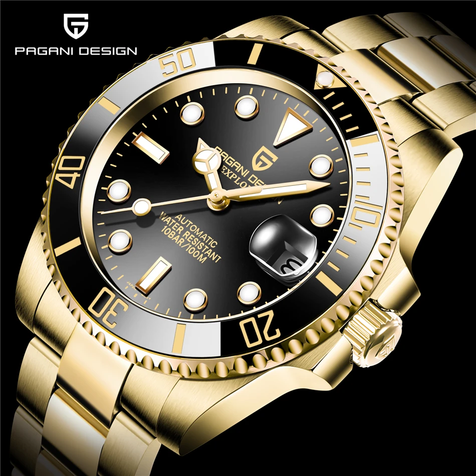 PAGANI DESIGN 40MM Men's Automatic Watch Luxury Sapphire Glass Mechanical Watch Stainless Steel Fashion Sports Waterproof Watch