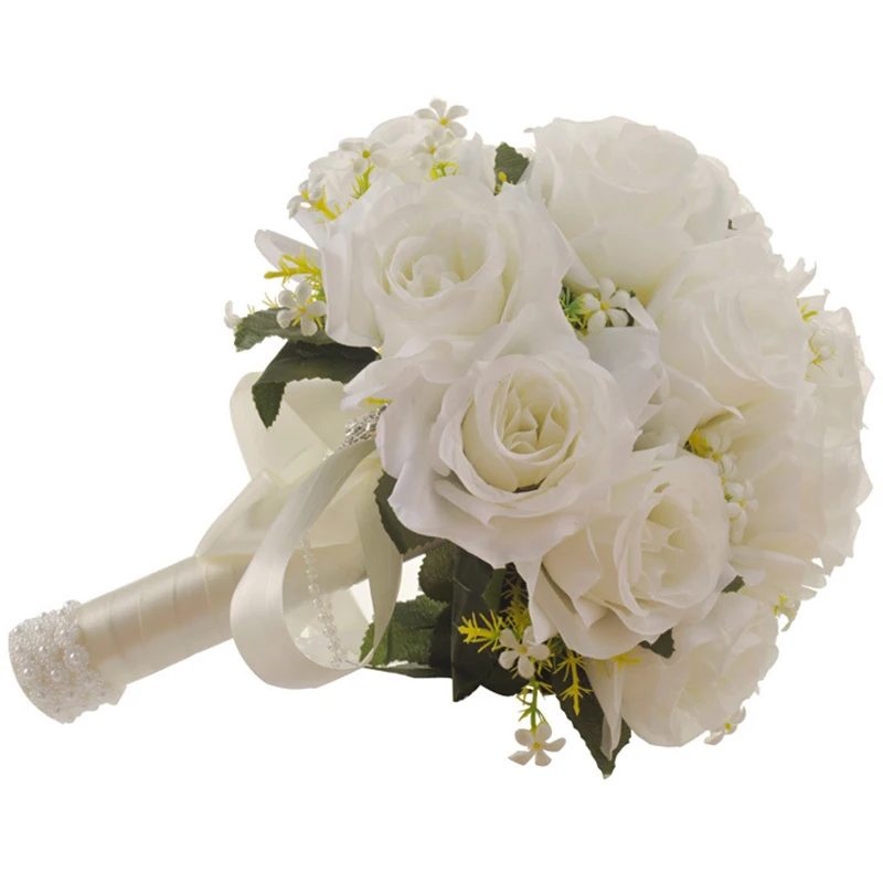 Белый букет цветов Свадебный букет ручной работы Листья жемчужные цветы Свадебные букеты невесты