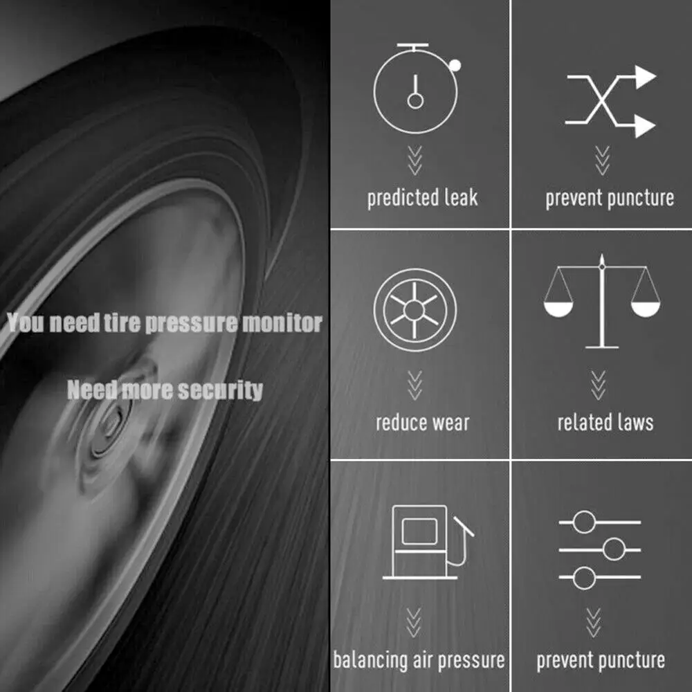 Автомобильный TPMS Беспроводная система контроля давления в шинах монитор lcd+ 4 внешних датчика комплект автомобильных шин Система сигнализации давления запчасти