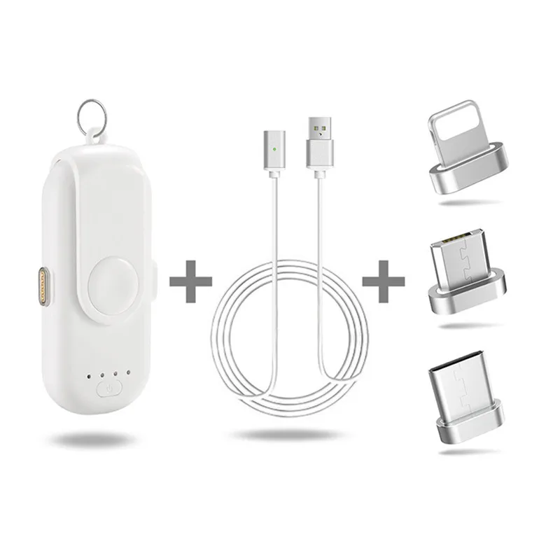 3 IN 1 white New 1000mAh Portable Magnetic for IPhone/iPad/Samsung/Xiaomi/Huawei Magnet Power Bank Charger for Lightning Type-C Android - Тип штекера: 3 IN 1 white