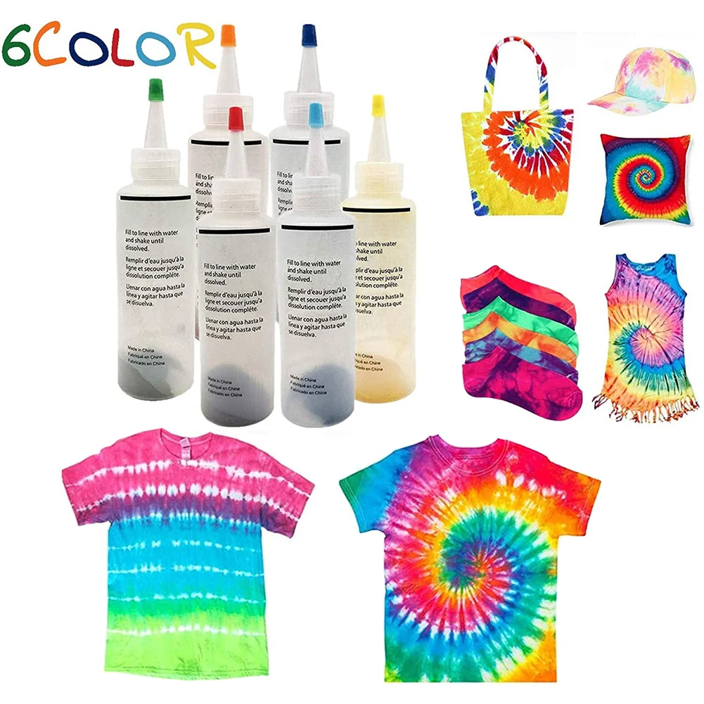 Tie-dye DIY Kit with Rubber Bands Gloves Safe Non-toxic Shirt Fabric DIY Fashion Dye Handmade Kit Clothing Graffiti Dye Supplies