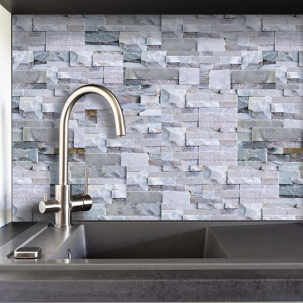 Funlife экологичный водонепроницаемый ПВХ 20x10 см матовая отделка Diy стикер для стен и плитки/Декор стен для кухни и столовой - Цвет: Gray Brick