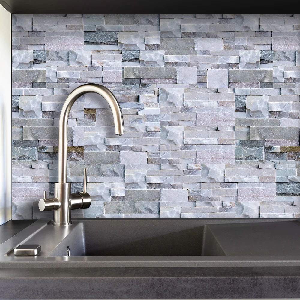 Gray Brick Funlife экологичный водонепроницаемый ПВХ 20x10 см матовая отделка Diy стикер для стен и плитки/Декор стен для кухни и столовой - Цвет: Gray Brick