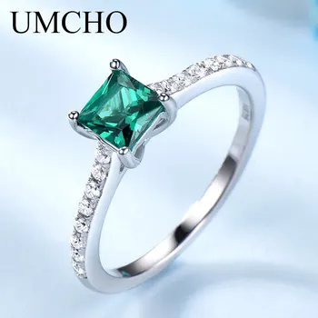 

UMCHO Green Emerald Gemstone Rings for Women Genuine 925 Sterling Silver Fashion May Birthstone Ring Romantic Gift Fine Jewelry