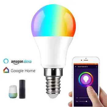 

Cellphone WiFi Voice Control RGB Energy Saving Dimming LED Bulb Multicolor Smart Light Bulbs 10W E14 App Control Alexa/Google