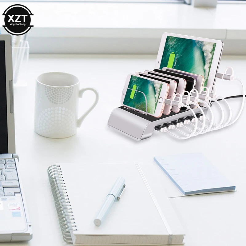 Multi Port Fast Charging USB Phone Charger 6 Ports Station Dock Stand Holder for IPhone Samsung Huawei Tables Smart Watch