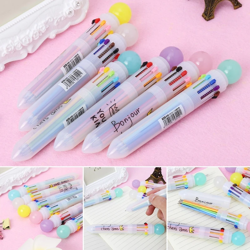 

Creative Candy Color 10 Color In One Set Ballpoint Pen Writing School Stationery