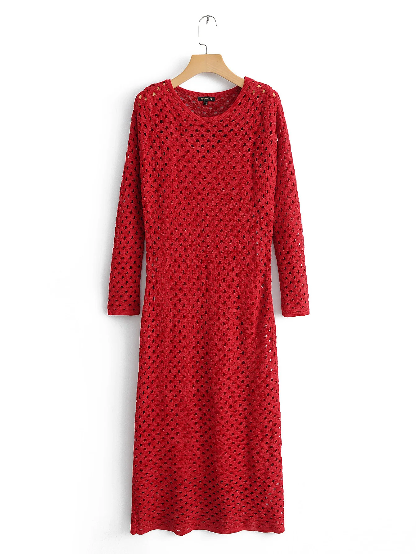 

2018 Autumn Clothing New Style Red Loose-Fit Jersey Dress Mid-length Pleat Base Sweater Dress Women's over-the-Knee