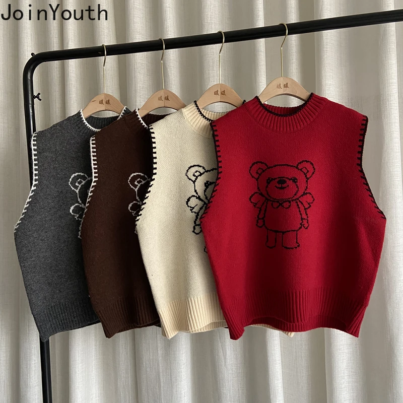 Женские свитера Joinyouth жилет с круглым вырезом вязаные укороченные пуловеры без