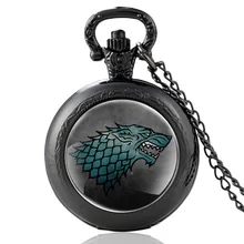 

Black Classic Wolf Head Design Glass Cabochon Quartz Pocket Watch Vintage Men Women Pendant Necklace Watches Gifts