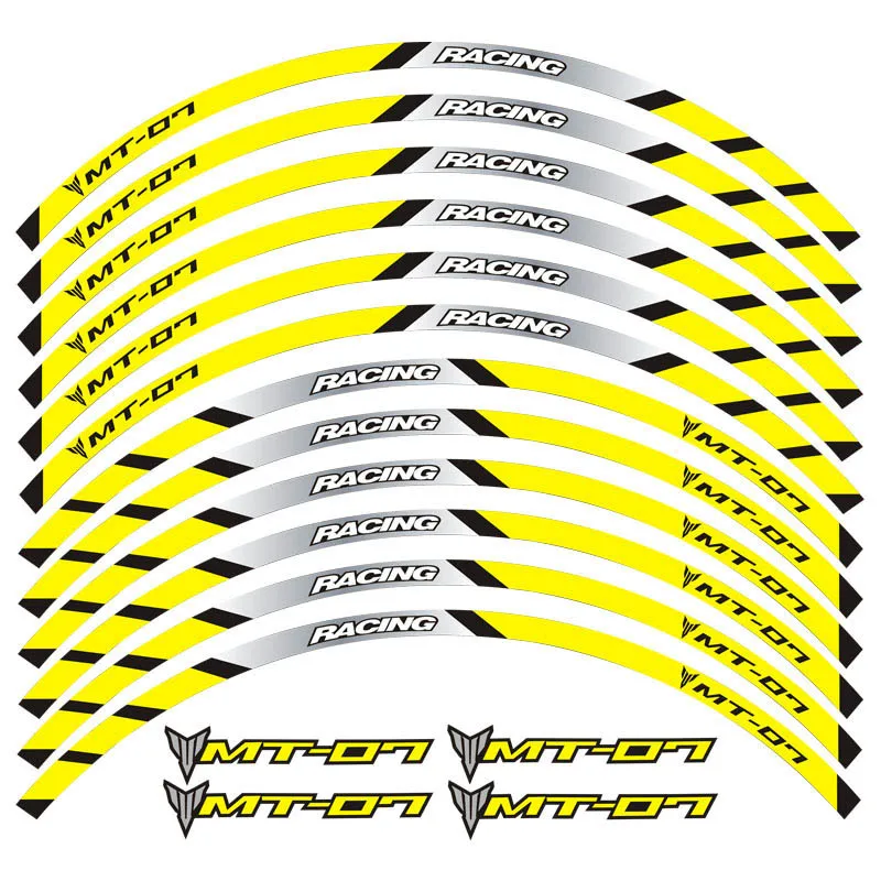 B Yellow XEILK высокое качество 4 цвета для Yamaha mtmt07 MT 07 мотоциклетные колесные наклейки светоотражающие Стикеры водонепроницаемый обод полосы велосипед - Цвет: B Yellow