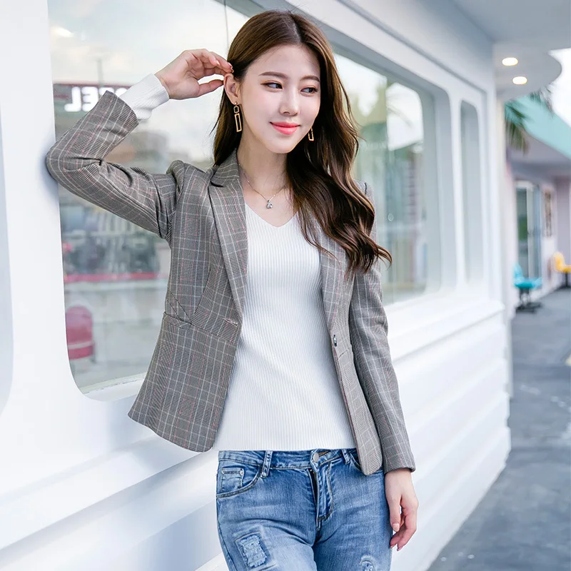 

Retro Plaid Small Suit 2019 Autumn New Style Fashion Korean-style Loose-Fit CHIC Online Celebrity Long Sleeve Suit Coat
