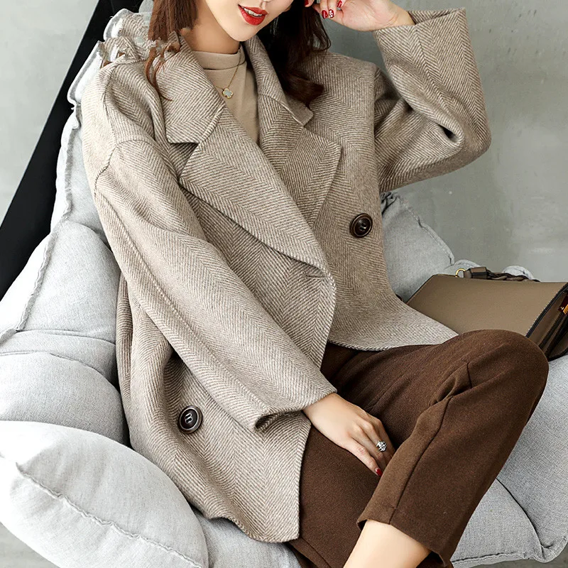 AYUNSUE двойной размер натуральная шерсть пальто женский корейский Блейзер женская одежда Осень Зима куртка женская Альпака шерстяные пальто MY3811