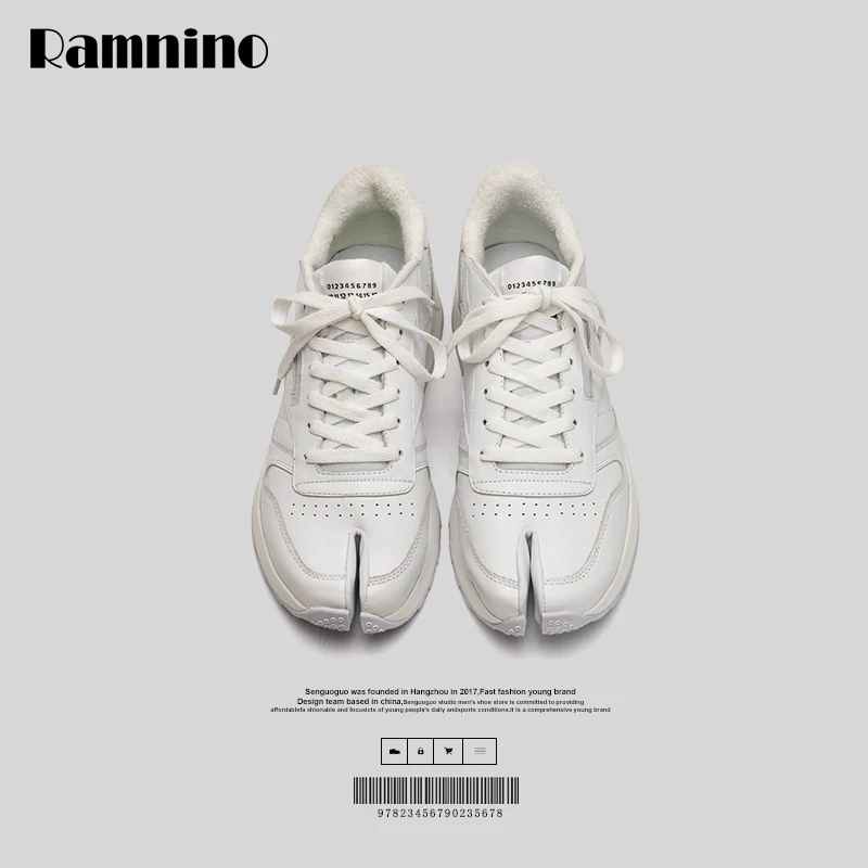 Split Toe Shoes Trotters Genuine Leather Sneakers Designer For Men Women Retro Thick-soled Lovers Lace-up White |