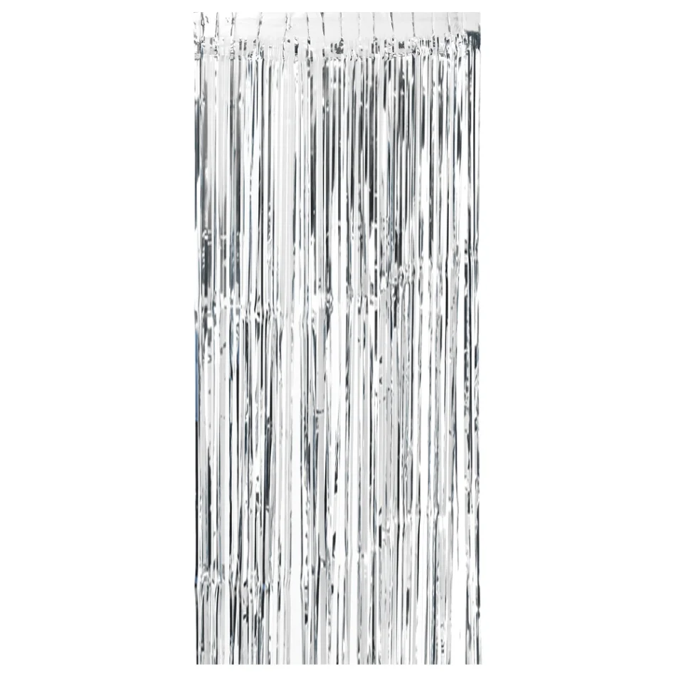 92* 245cm Metallic Foil Fringe Curtain Party Tinsel Shimmer Wedding Backdrop Wall Wedding Birthday Party Decorations Adults - Цвет: Серебристый