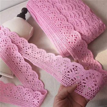 

1M High Quality Lace Fabric Width 7cm Embroidery Flower Pink Lace Ribbon Trimmings Sewing Clothing Collar encajes dentelle KQ51