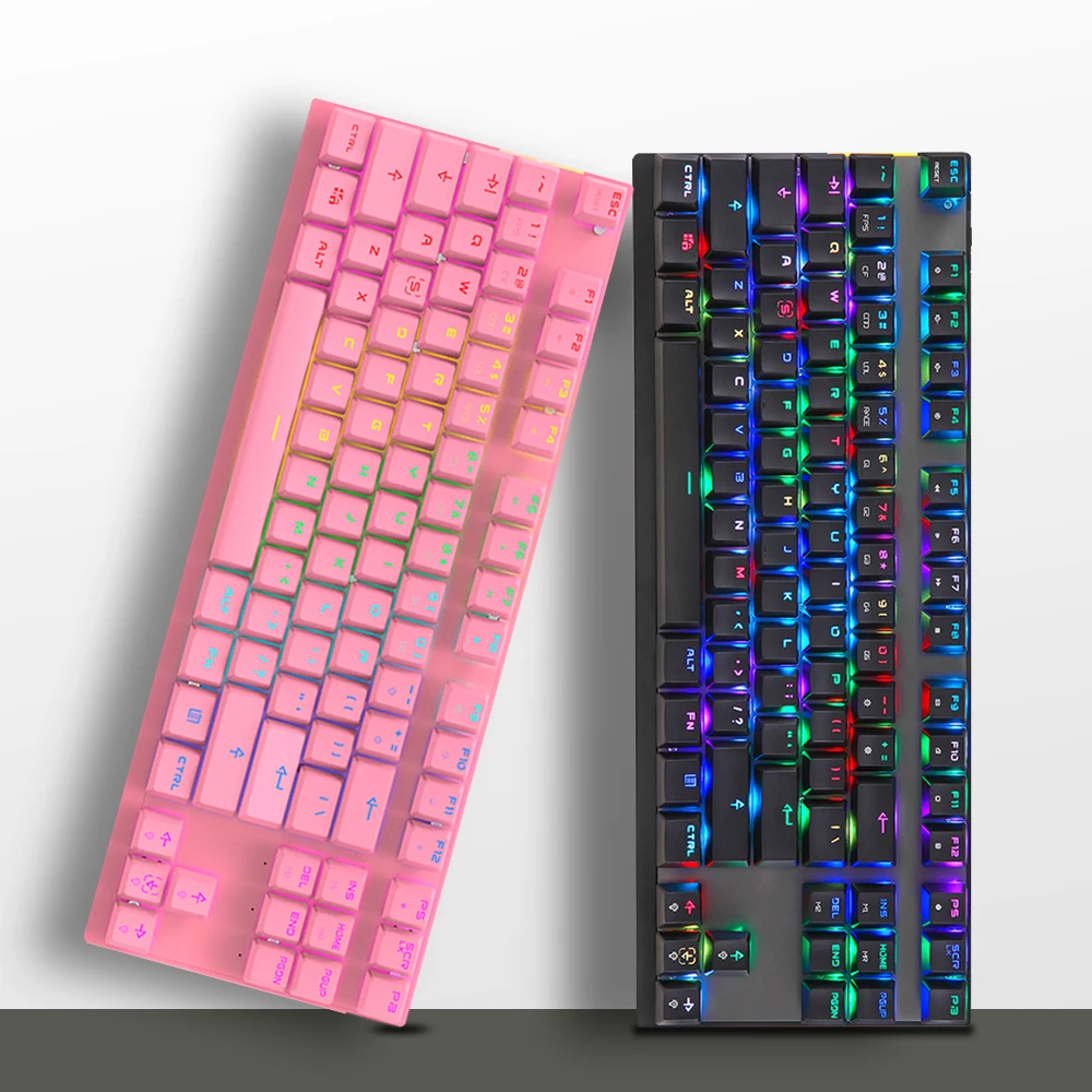 Original Motospeed CK82 Gaming Mechanical Keyboard USB Wired 87 keys with RGB Backlight Red/Blue Switch for PC Computer Gamer