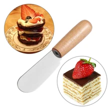 1/2PCS Mini Sandwich Home Butter Cheese Slicer Knife Stainless Steel Spatula Scraper Knives Kitchen Tools with Wooden Handle