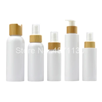 

Bamboo pump spray wooden lid standard plastic bottle cap cosmetic bottle Bamboo Cap Cylinder body 250ML plastic bottle for Toner