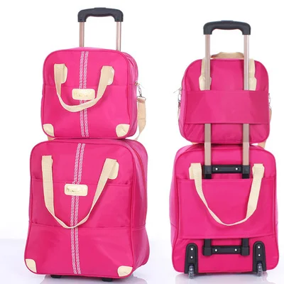 Сумка на колесиках, женская сумка для багажа, для девушек, на колесиках, водонепроницаемая, сумка на колесиках, деловая, вместительная, сумка для посадки, для путешествий, чемодан, сумка - Color: 1SET