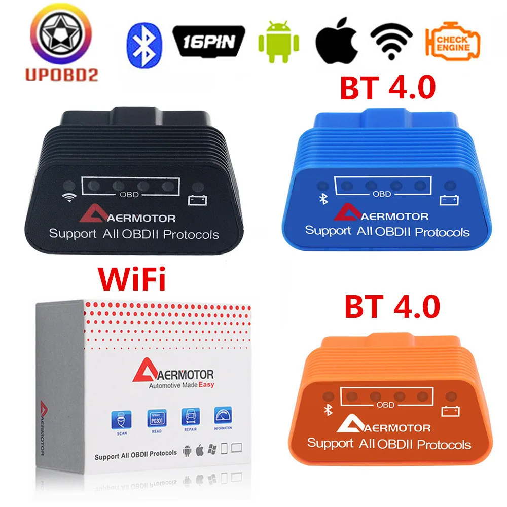 OBD 2 ELM327 1,5 WiFi/Bluetooth 4,0 считыватель кодов elm327 V1.5 автомобильный диагностический инструмент поддерживает OBD II протоколы работы на iOS/Android/PC