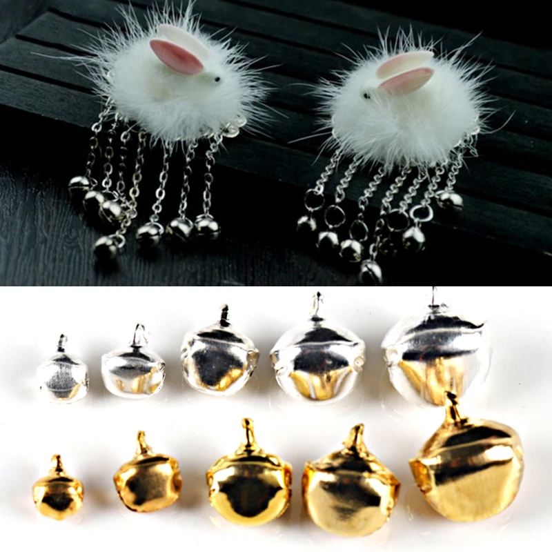 

50Pcs/lot Small Gold Silver Bells Pendants Hanging Christmas Tree Ornaments DIY Handmade Crafts Jewellery Making Accessories