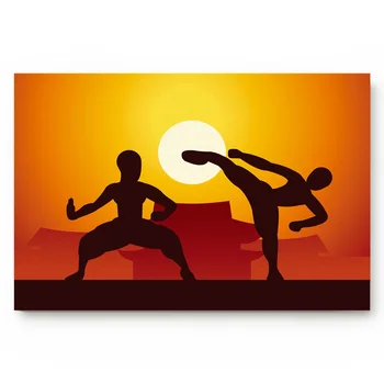 

Kung Fu Action Fighter Kick Fist Sun Sunset Dusk Martial Arts Doormat Bathroom Accessories Set Floor Carpets Home Decor