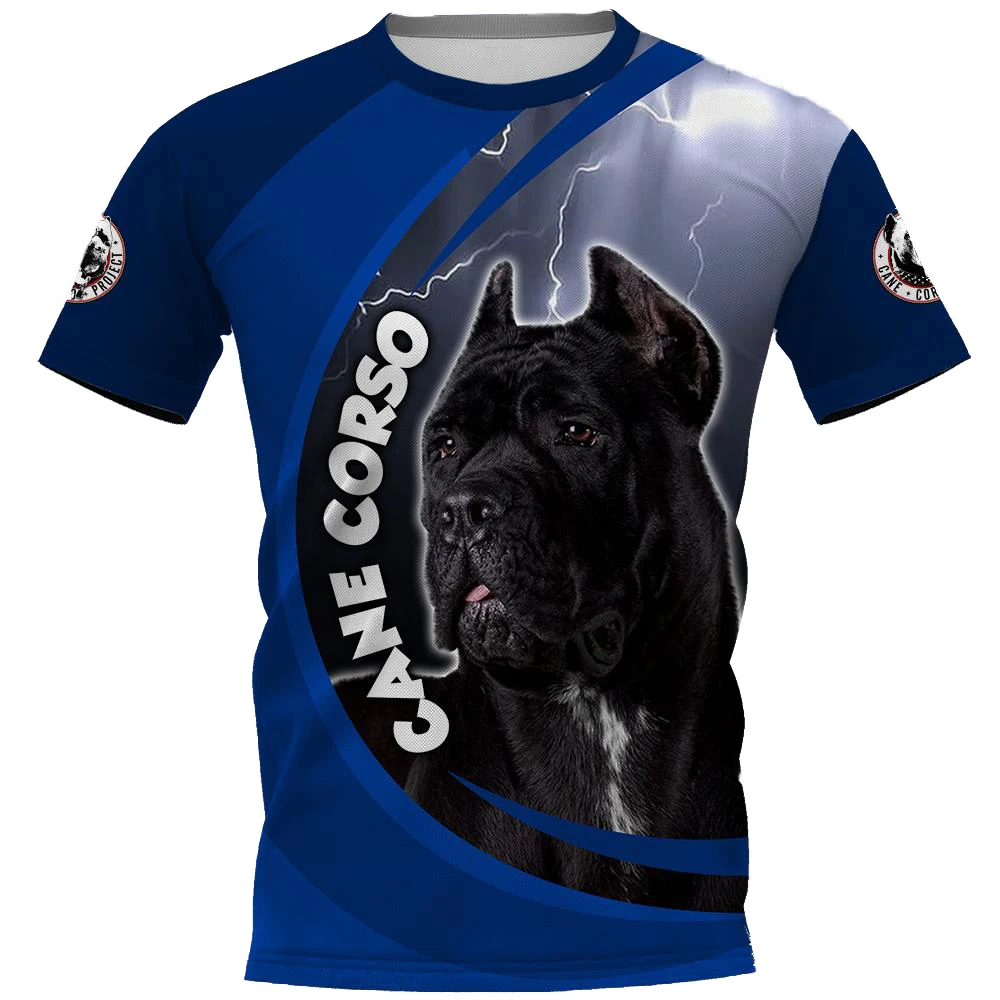 Cloocl Cane Corso Tshirts 3d Graphic Special Dog Father Blue Lightning