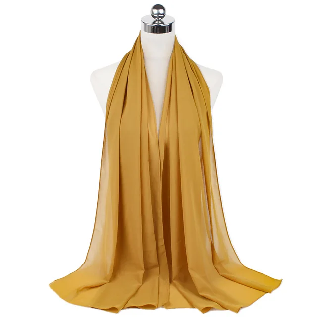 High Quality Good Stitching Stitch Plain Premium Heavy Chiffon Hijab Scarf Malaysian Women's Scarves Hijabs Long Shawl Shawls 7