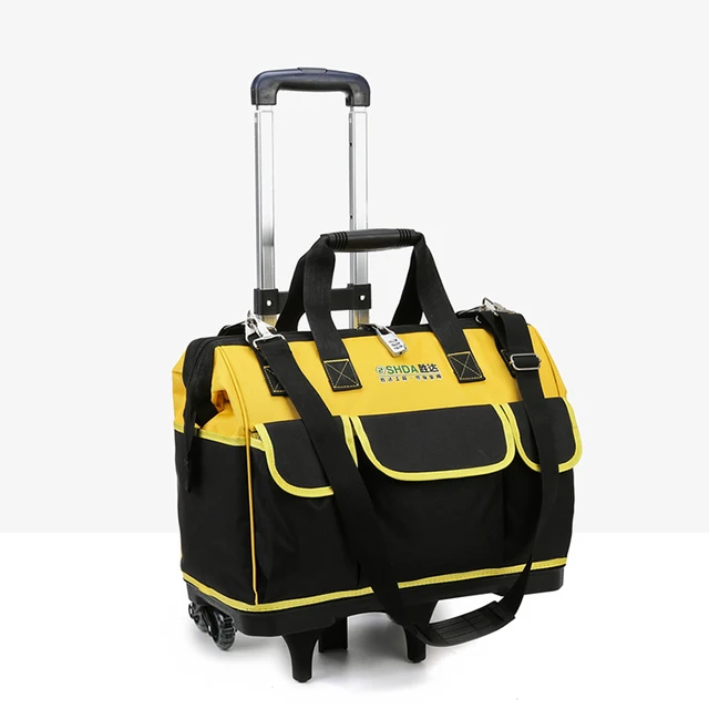 Wheels Portable Tool Bag Multifunction Thicken Waterproof Canvas Storage Garage Travel Tools Organizer Toolbox Multifunctional YELLOW Trolley case