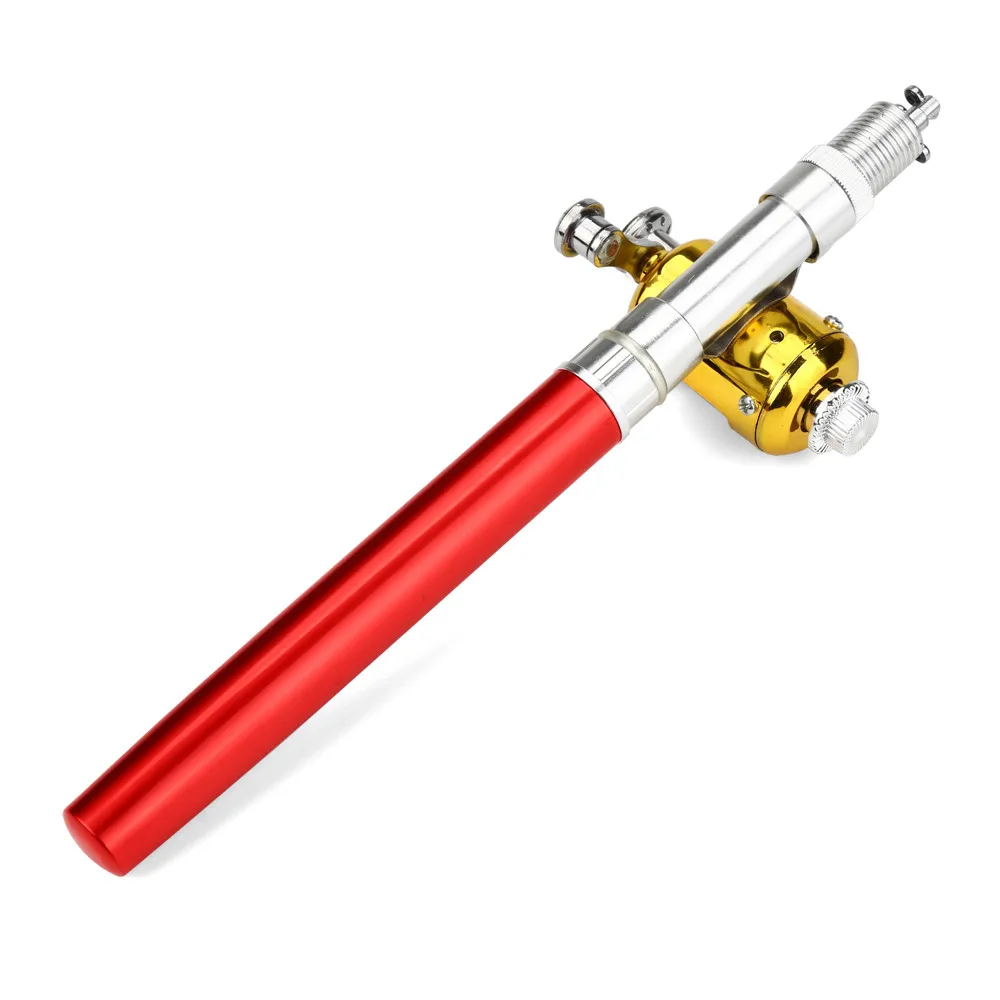 Портативная карманная телескопическая мини-удочка в форме ручки в сложенном виде, Удочка с катушкой, колесо из алюминиевого сплава, удочка для удочки