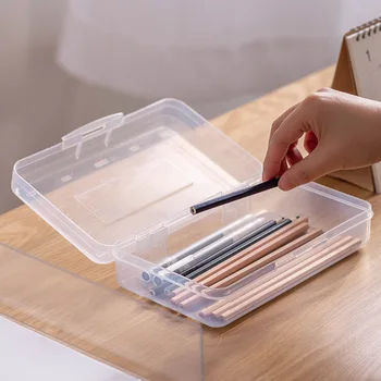 

3pcs Desktop Storage Case Portable Stationery Pencil Box Clear PP Gift Stackable Large Capacity For School Multifunctional Kids