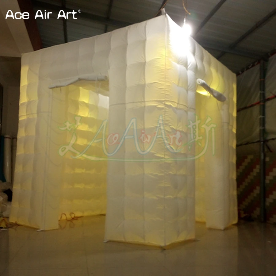  2.4m Cheapest White Fabric inflatable backdropilluminating photo booth balloon with foldable curtai