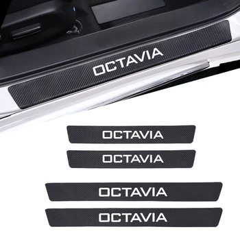 

Carbon Fiber For Skoda Octavia A7 A5 Kodiaq Rapid Fabia Kamiq Karoq 4Pcs/set Car Door Sill Scuff Stickers Auto Accessories