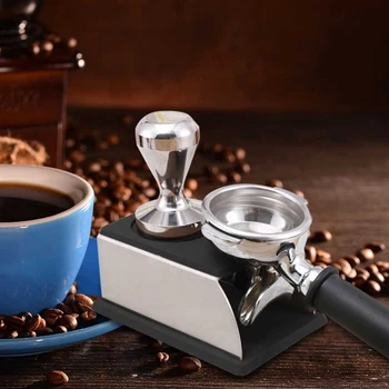

New Stainless Steel Coffee Tamper Stand Coffee Powder Maker Rack Silicone Tamping Mat Coffee Tampers Tool Accessory Black