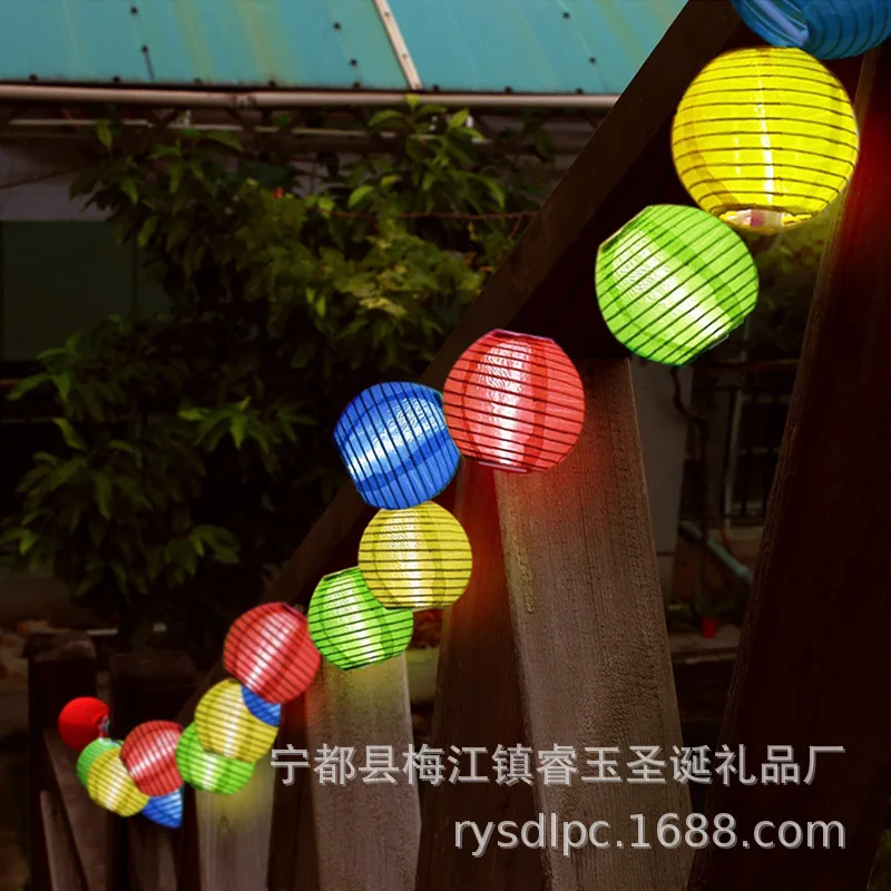 

LED Solar Nick Velvet Lantern String Lights Holiday Party Wedding Decoration Outdoor Courtyard New Year National Day Hanging Lig