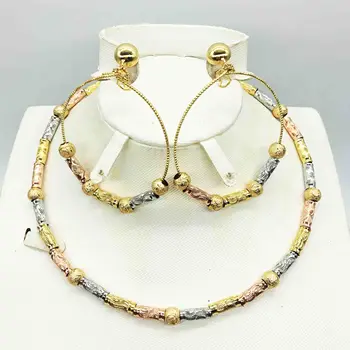 

HOT Fashion wedding Dubai Africa Nigeria African Jewelry set gold-color necklace Earrings romantic woman Bridal Jewelry Sets